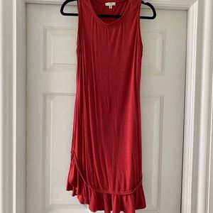 Max Studio Red Ruffle Trim Dress